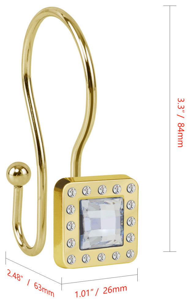 Utopia Alley Shower Hooks - Double Shower Curtain Rings for Bathroom, Gold