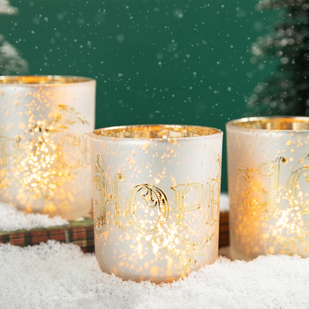 3-Piece Set Nativity Glass Candle Holders