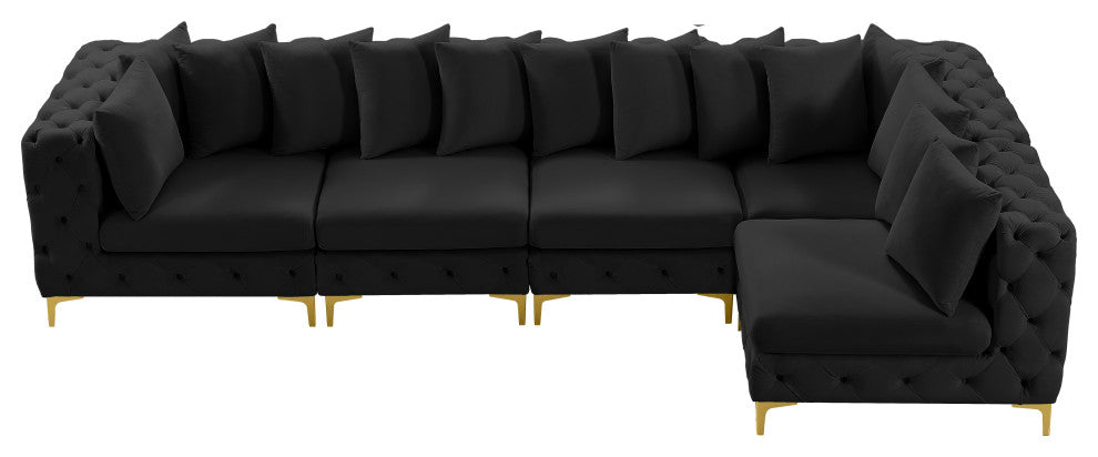 Tremblay Modular Sectional, Black, L-Shaped, 5-Piece: Armless (3), Corner (2)