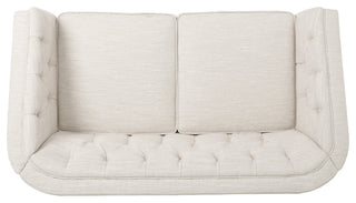 Jelm Contemporary Tufted Loveseat, Beige, 100% Polyester + Birch