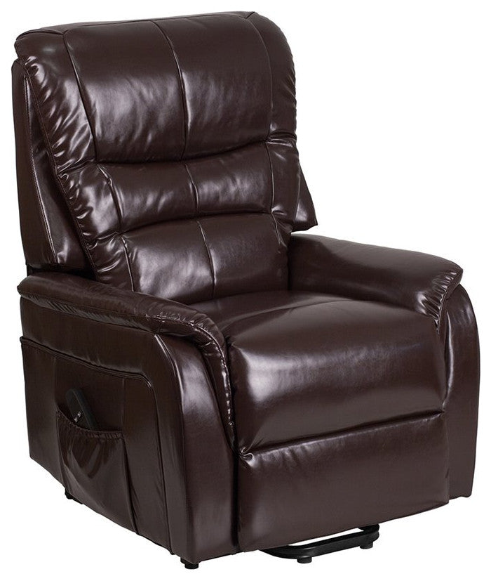 Hercules Series Remote Powered Lift Recliner, Brown Leather