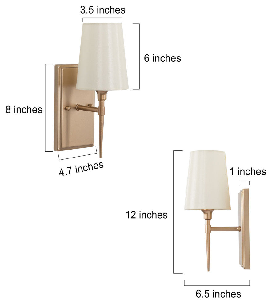 LNC Glod Traditional Bathroom Vanity Light With Fabric Shade, 1 Light