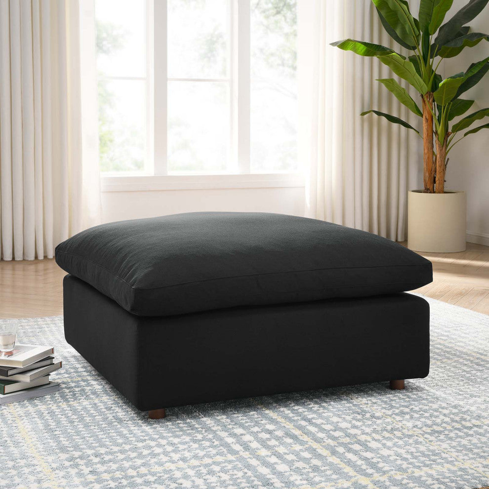 Ottoman Accent Chair, Black, Fabric, Modern, Lounge Cafe Hotel Hospitality