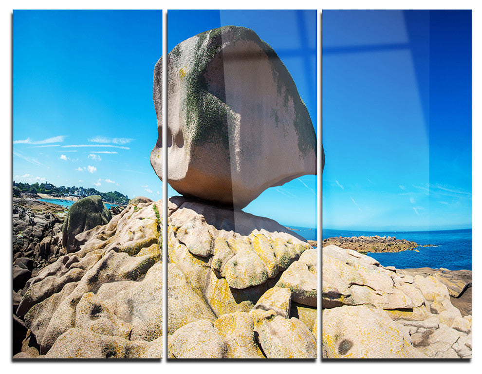 "Pink Rock in Tregastel" Photo Metal Wall Art, 3 Panels, 36"x28"