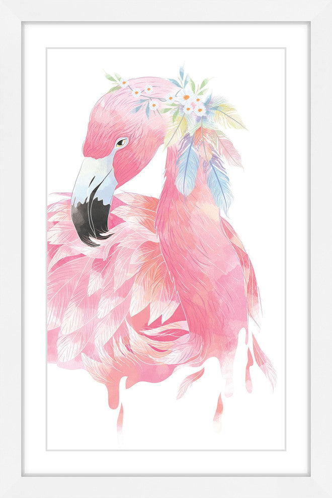 "Pink Flamingo" Framed Painting Print