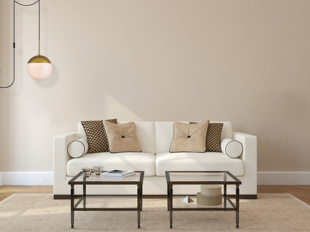 Elsa 1-Light Brass Plug-In Pendant With Frosted White Glass
