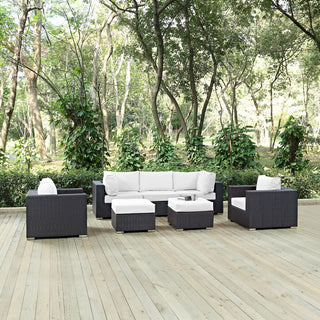 Convene 7 Piece Outdoor Patio Sectional Set, Espresso White