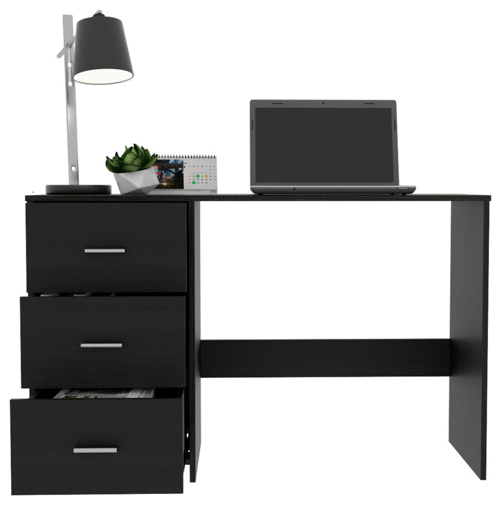 DEPOT E-SHOP Azalea 3 Drawer Writing Desk, Black