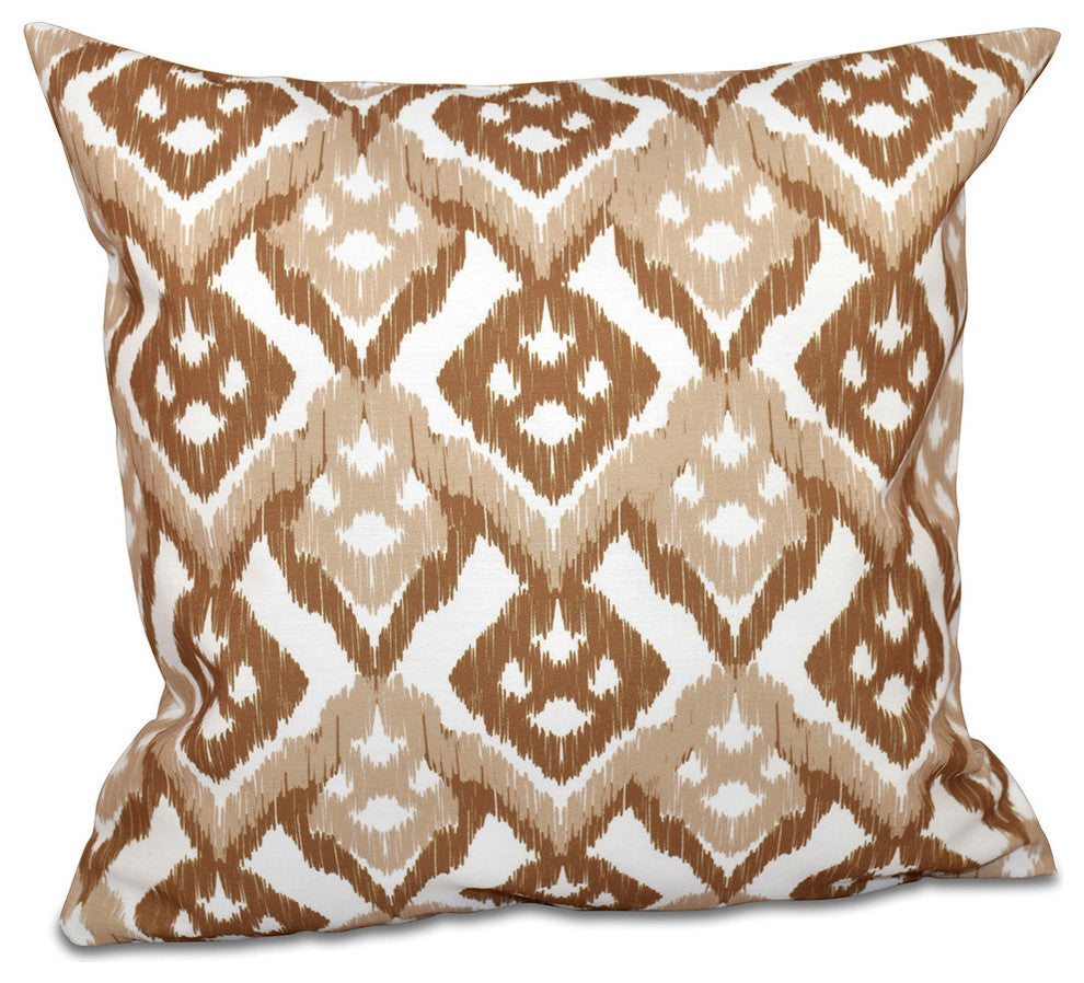 Hipster, Geometric Print Pillow, Taupe Or Beige, 20"x20"