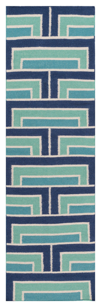 Surya Paddington PDG-2037 2'6"x8' Rug, Teal/Navy/Mint/Cream