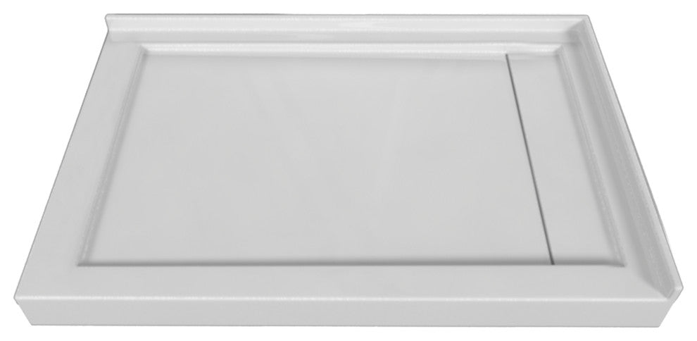 Valley Acrylic Double Threshold Acrylic Linear Drain Shower Base 48", White, 48"
