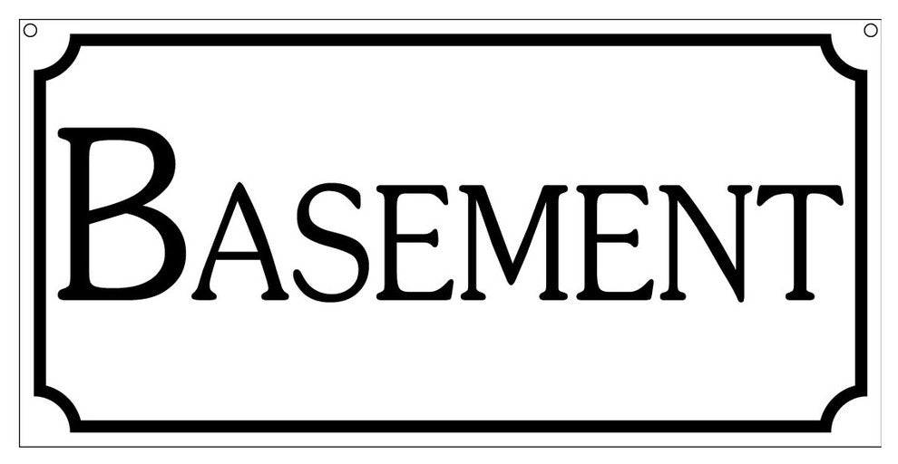 Basement, Aluminum Retro House Community Play Prop Sign, 6