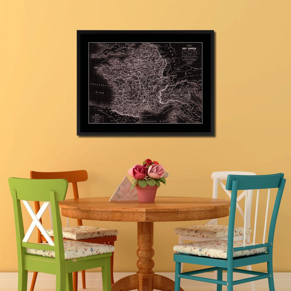 France Vintage Vivid Sepia Map Canvas, 16"x21"