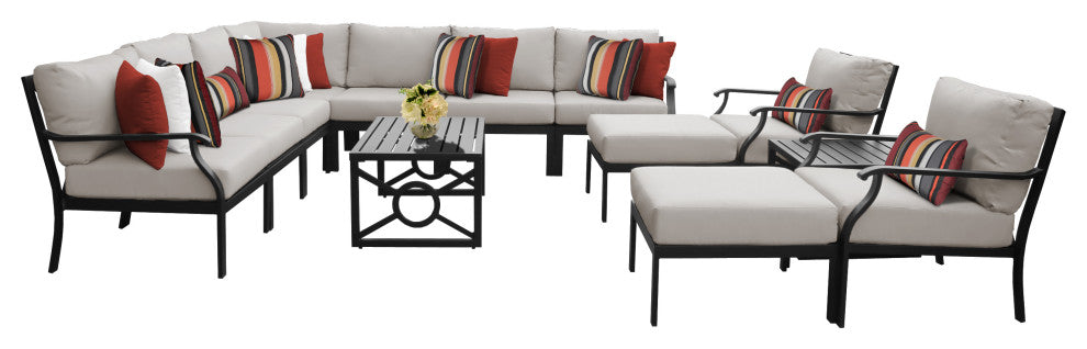 kathy ireland Madison Ave. 13 Piece Aluminum Patio Furniture Set 13a, Truffle