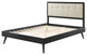 Platform Bed Frame, King Size, Wood, Black Beige, Modern Mid-Century, Bedroom