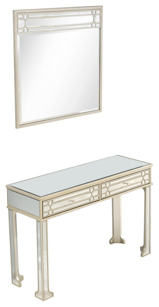 Champagne Finish Mirror and Console Table