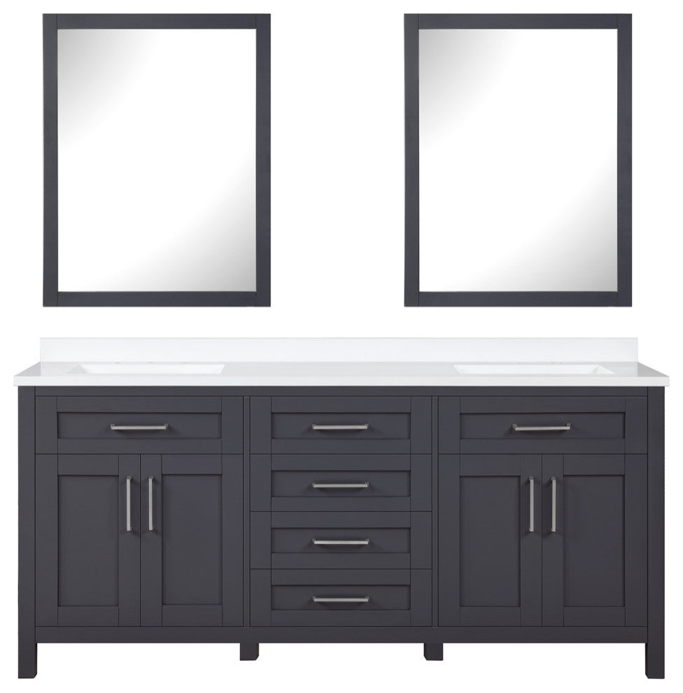 OVE Decors Tahoe Vanity With Mirror, Dark Charcoal, 72"