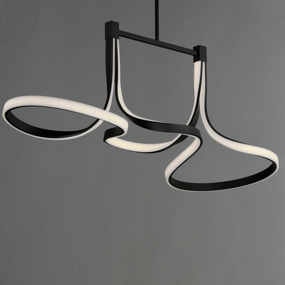 ET2 E30668 Serpentine 57"W LED Abstract Chandelier - Black