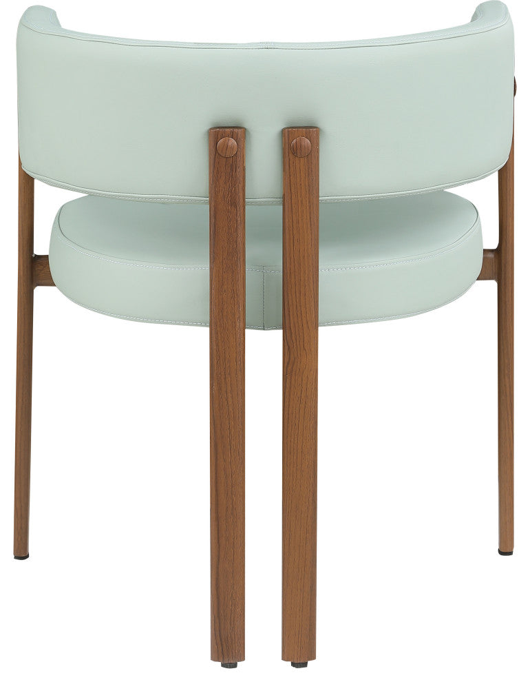 Gideon Black Faux Leather Dining Chair (Set of 2), Green, Walnut Finish