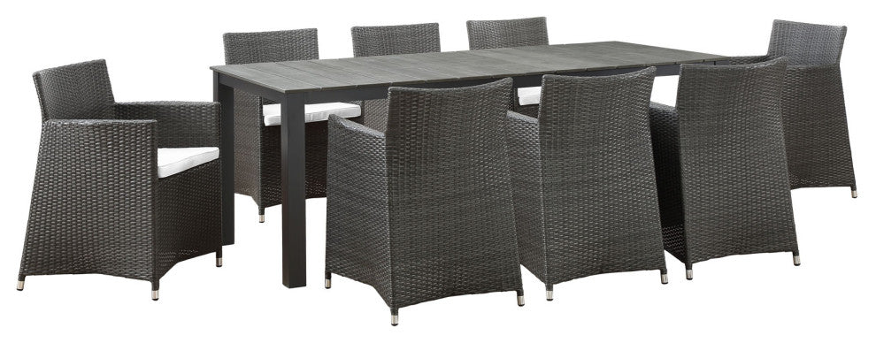 Brown White Junction 9 Piece Outdoor Patio Dining Set
