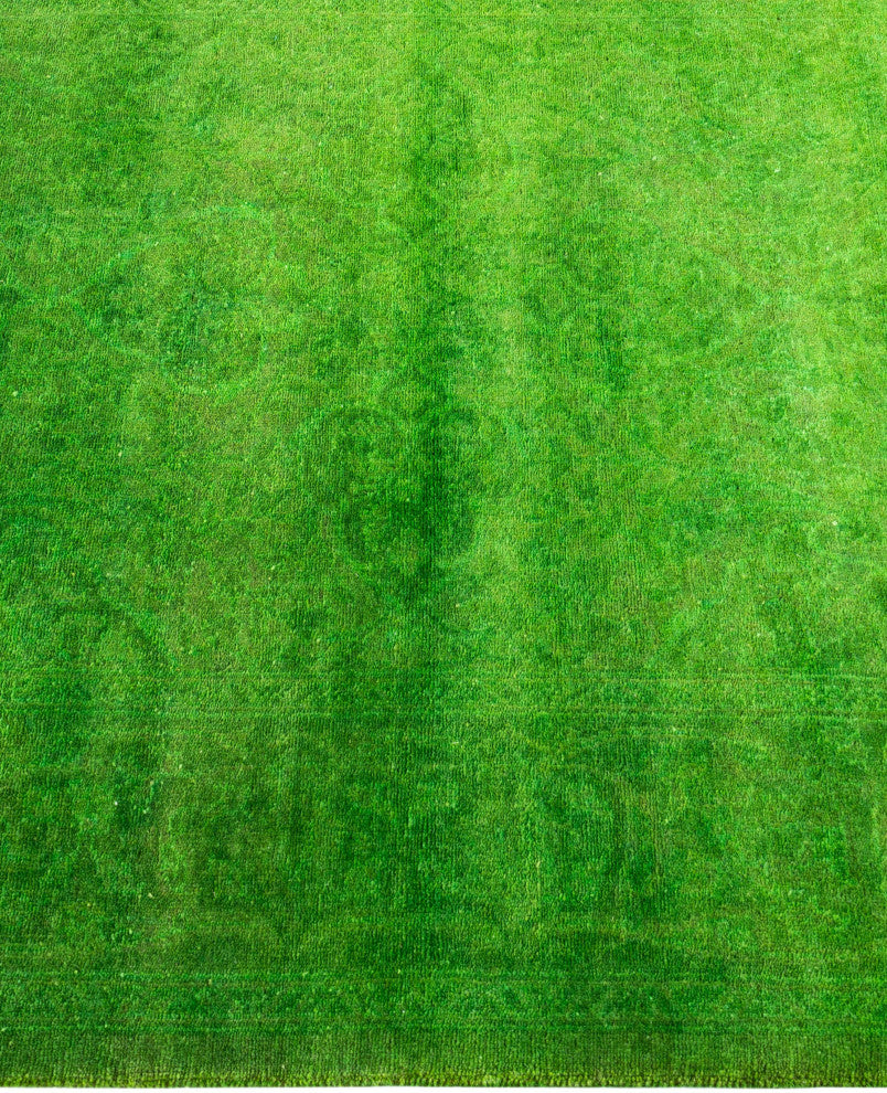 Overdyed One-of-a-Kind Hand-Knotted Area Rug Green, 3' 2" x 3' 7"