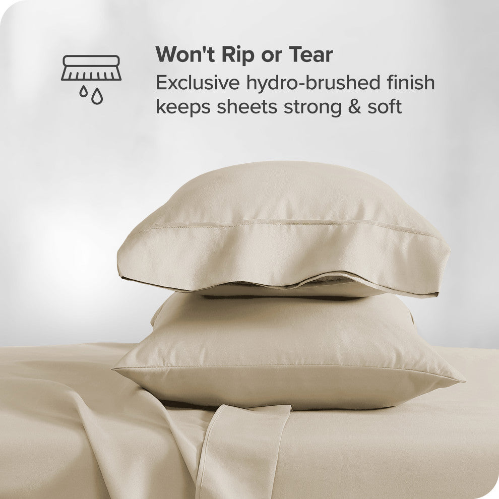 Bare Home 1800 Microfiber Sheet Set, Sand, Queen