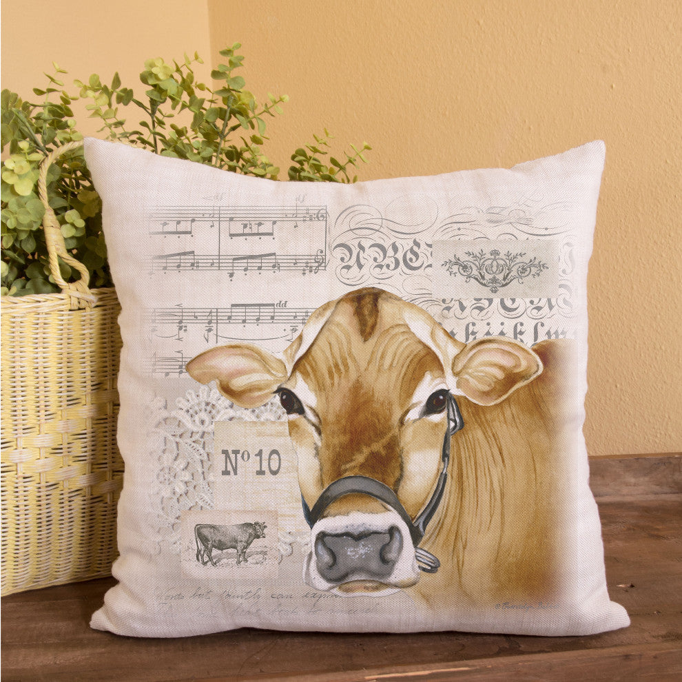 Country Life 18"x18" Cow Pillow, White