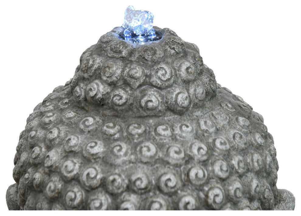 20.5" Buddha Head Indoor/Outdoor Garden Fountain, LED Lights Patio, Deck, Porch