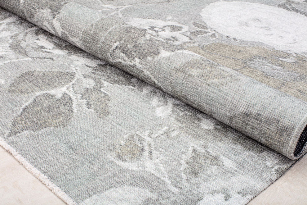 Serafina Fair Florals Floral Contemporary Gray Area Rug, 7'10"x10'0"
