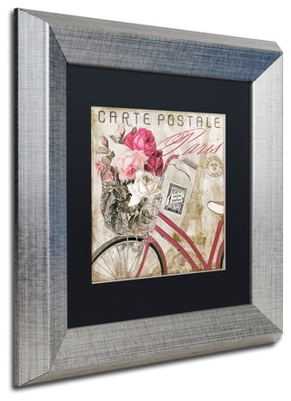 Color Bakery 'Postale Paris I' Art, Silver Frame, Black Matte, 11"x11"