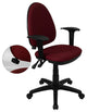 Mid-Back Burgundy Fabric Multifunction Swivel Task Chair