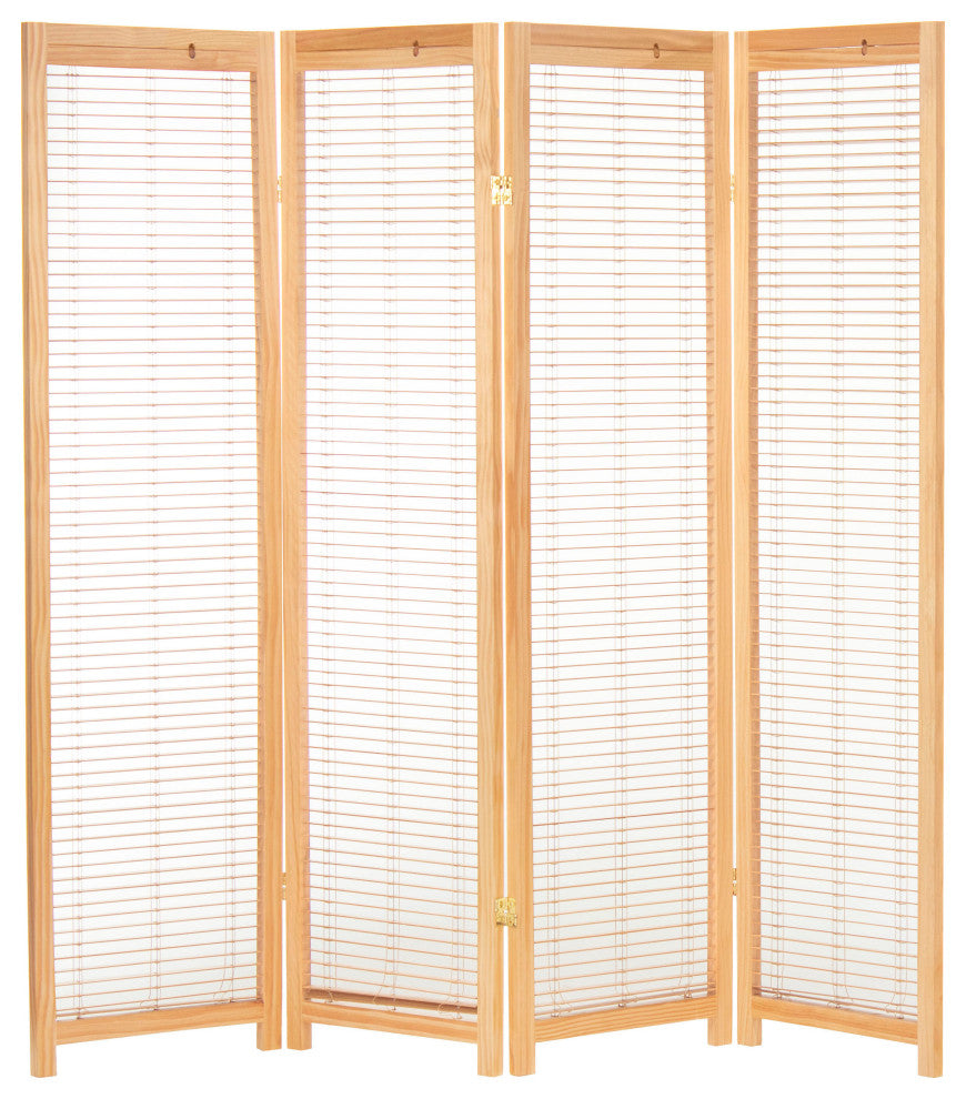 6' Tall Adjustable Shutter Room, Natural, 4 Panel