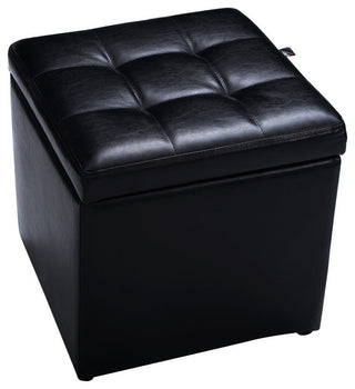 Modern 16" Ottoman Pouffe Storage Box Lounge Seat Footstools, Black