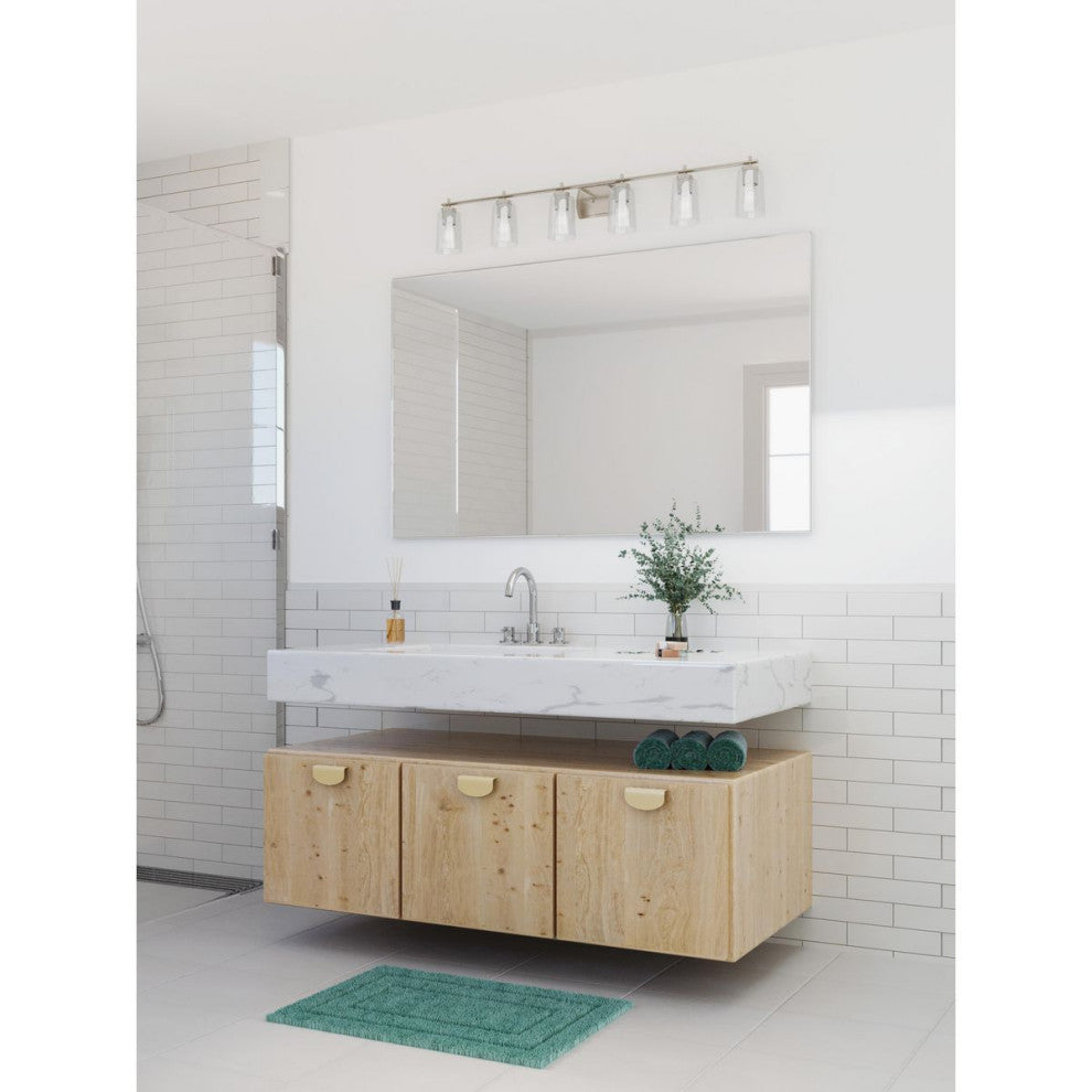 Adley Collection 48-1/2" 6-Light Brushed Nickel Clear Glass Bath Vanity Light