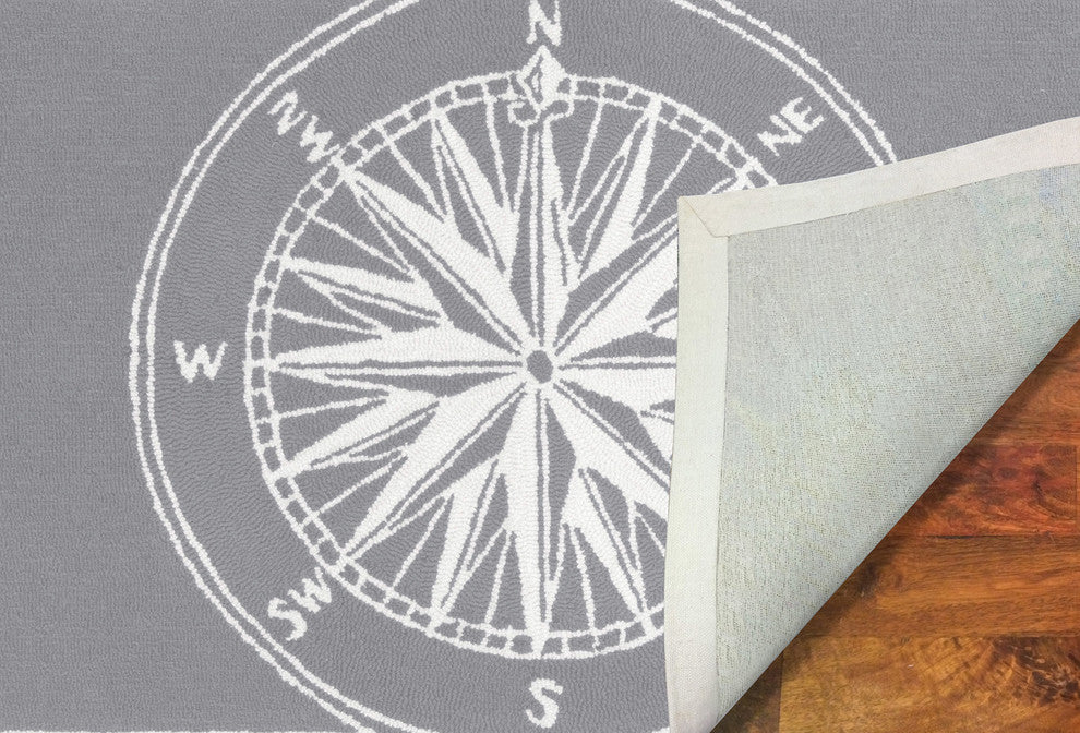 Frontporch Compass Indoor/Outdoor Rug, Gray, 2'x3'