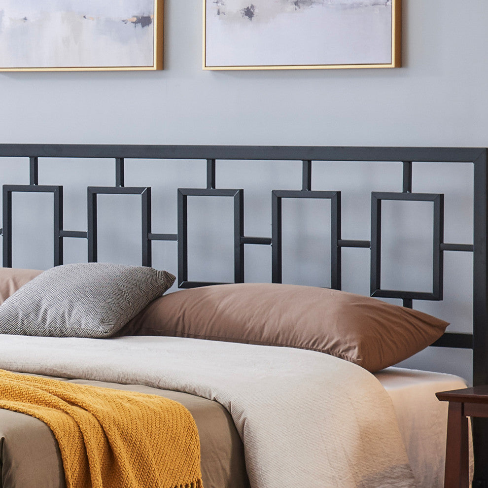 Moore Modern Iron King Bed Frame, Flat Black