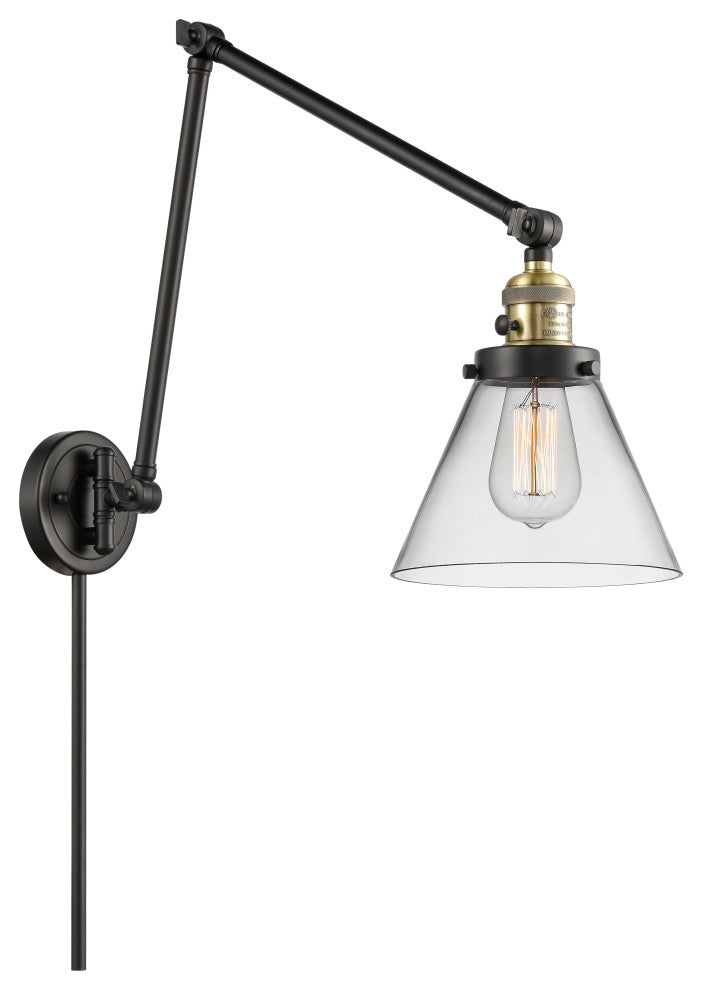 Cone Swing Arm With Switch, Black Antique Brass, Clear, Clear