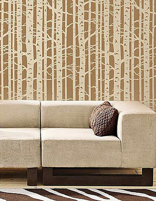 Birch Forest Stencil Allover, Reusable Stencils For Walls, DIY Wall Decor