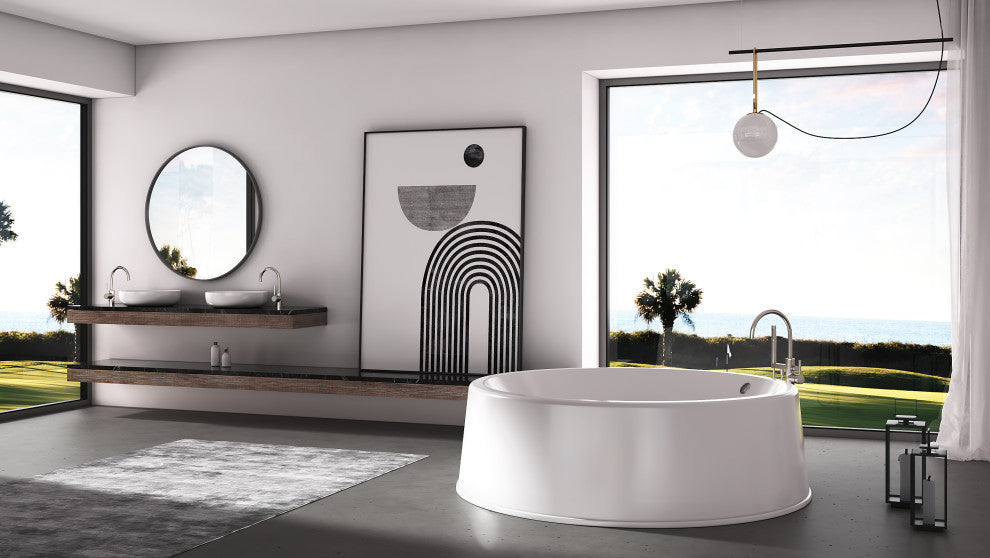Malibu Addis Round Bathtub Biscuit, 69"x69"x21", Whirlpool