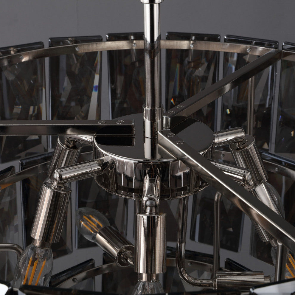 Safavieh Couture Jaylee Crystal 4 Tier Chandelier, Nickel/Dark Grey