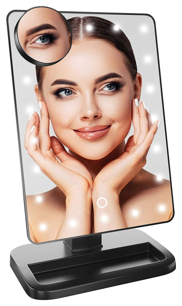Touch XL Dimmable LED Makeup Mirror with Detachable 5X Mirror, Black
