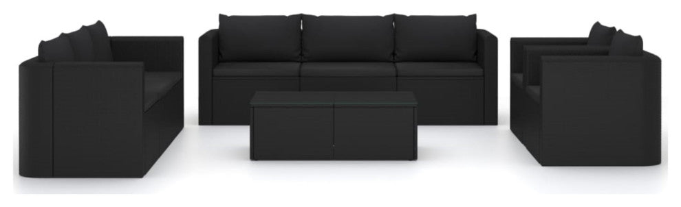 Vidaxl 10 Piece Garden Lounge Set With Cushions Poly Rattan Black