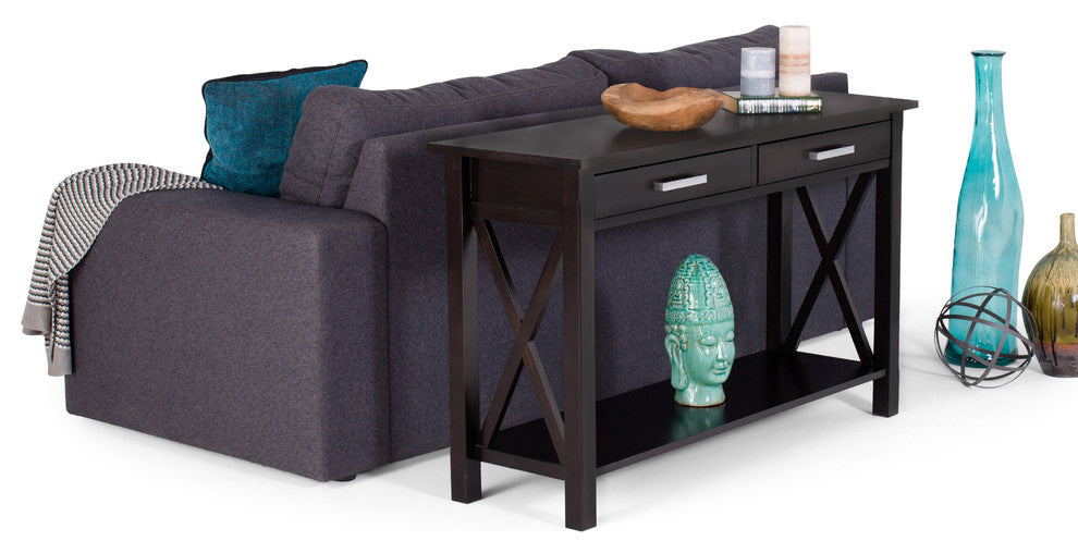 Kitchener Solid Wood 47 Inch Wide Console Sofa Table In Hickory Brown