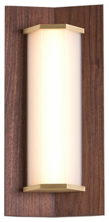 Penna 16 LED Sconce, Warm White, Brushed Brass/Walnut, 120v