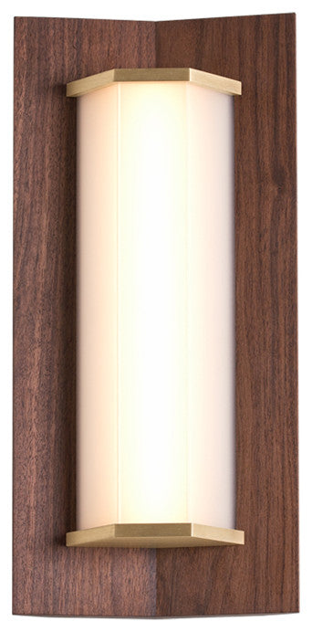 Penna 16 LED Sconce, Warm White, Brushed Brass/Walnut, 120v