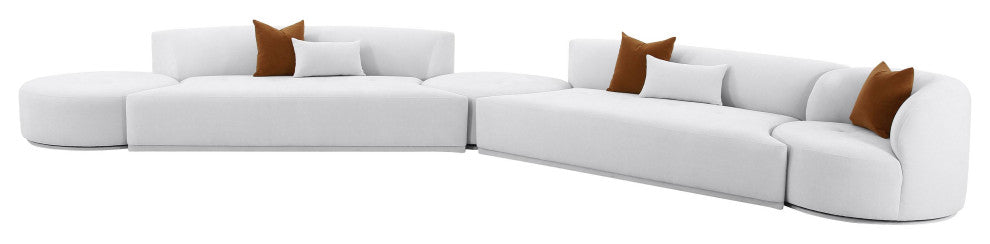 Fickle Grey Velvet 5-Piece Modular Chaise Sectional - Grey