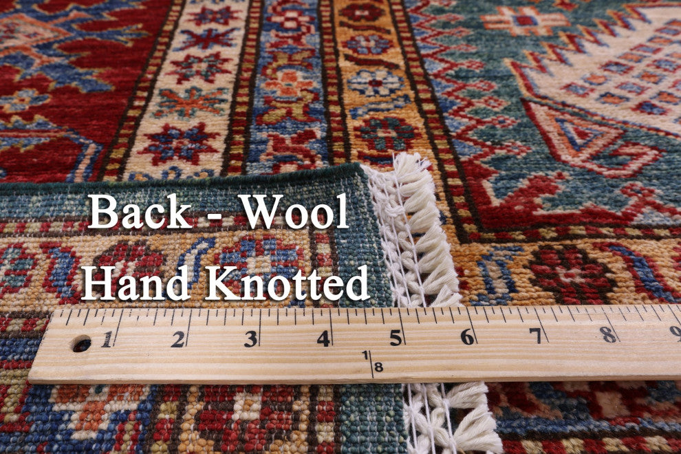 9' 1" X 12' 6" Super Kazak Hand-Knotted Wool Rug Q9507
