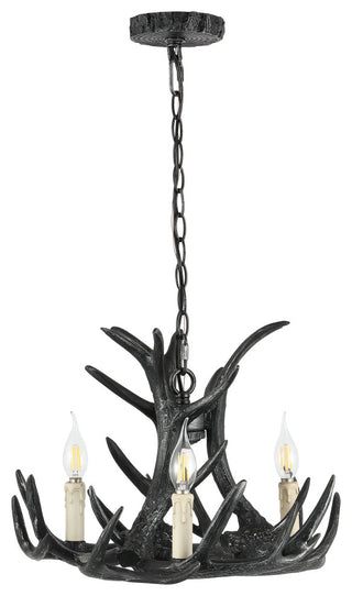 Eldora 18" Adjustable Resin Antler 3-Light LED Chandelier, Black