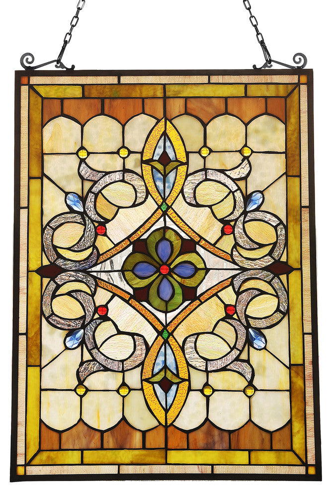 DELILAH Victorian Tiffany-glass Window Panel 24inches Tall