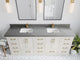 Boston 84" Double Sink Bath Vanity in Alabaster 2" Piatra Gray
